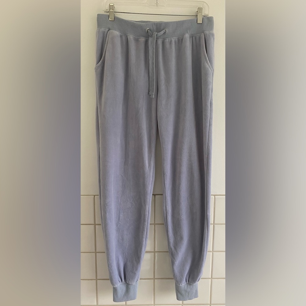 Fashion Nova Light Blue Velour Joggers Pull On. Size Large